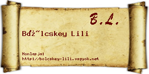 Bölcskey Lili névjegykártya